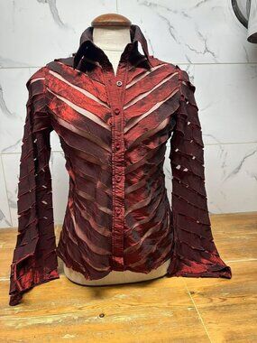 EVA Women Blouse M 70s Vintage ✨ Sheer Embroidered Sexy Top – MUST GO